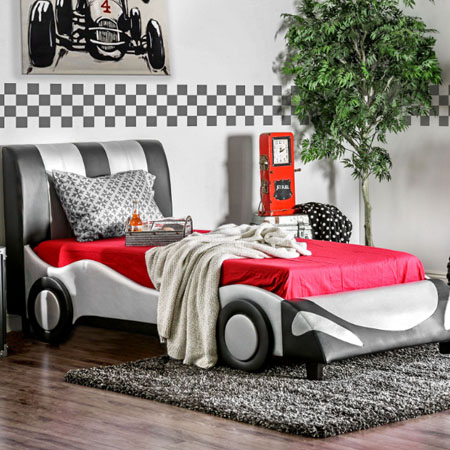 Super Racer – Twin Bed – Silver / Black